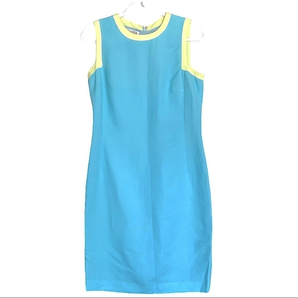 Depeche mode vintage linen blend turquoise sheath size 6